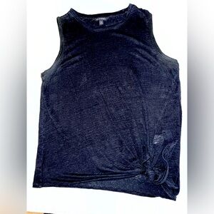 Banana Republic Tie Front Sleeveless Tee, black, size medium.